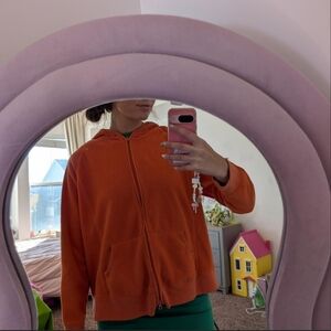 Cozy Orange Fleece Zip Up Hoodie Size 1X